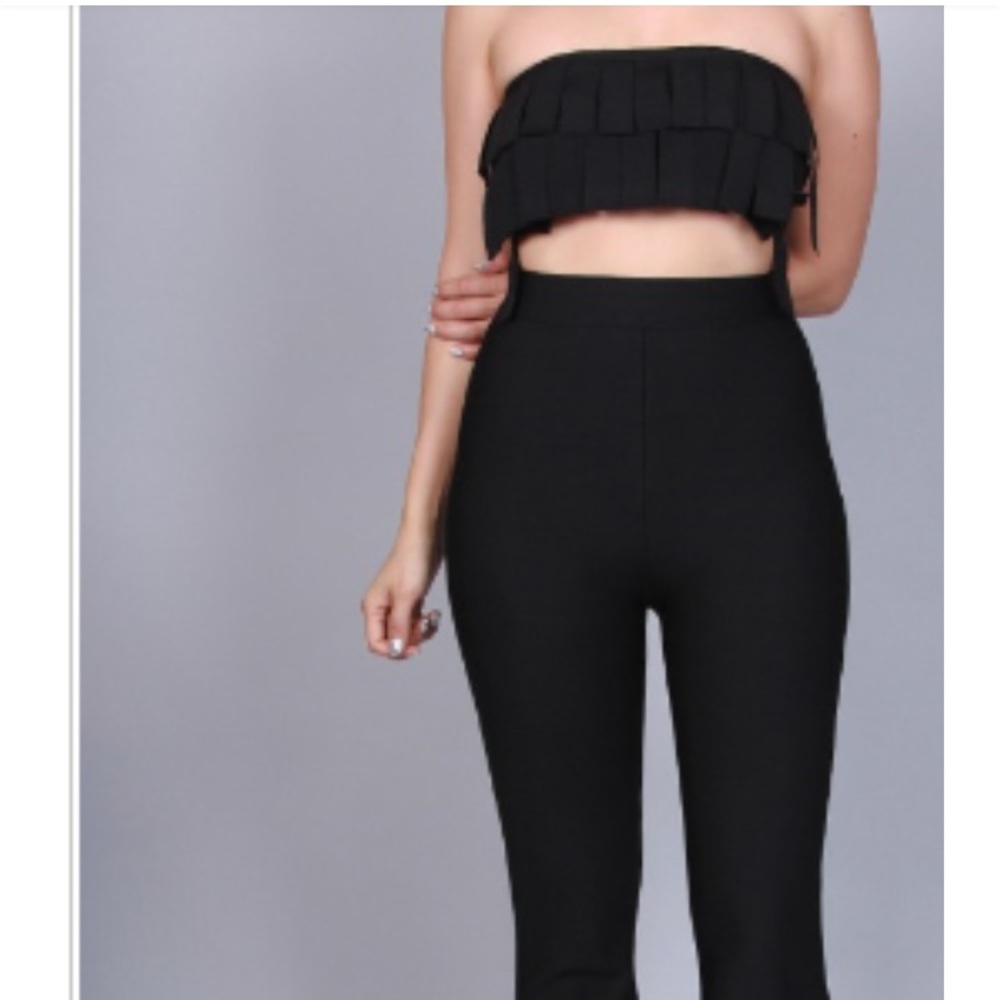 BLACK COLORED HIGH WAIST PANTS SET